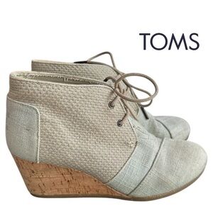 TOMS Women’s Desert Burlap Wedge Ankle Bootie 9 Beige Neutral Casual